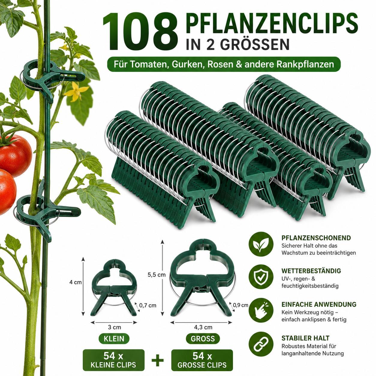 108x Pflanzenclips Pflanzenbinder Pflanzenklammern Pflanzenhalter Rankhilfe Clips