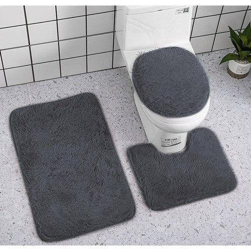 3er Badematten - Set mit rutschfester Unterseite grau - Easy2sell - Deluxe