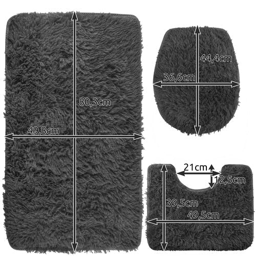 3er Badematten - Set mit rutschfester Unterseite grau - Easy2sell - Deluxe
