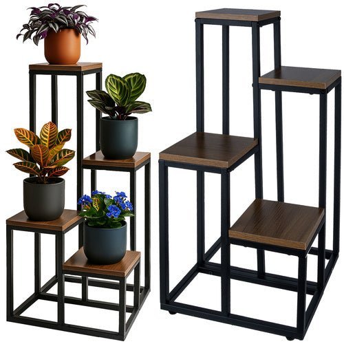 4 - stöckiger Blumenständer mit stabilem Design schwarz - Easy2sell - Deluxe