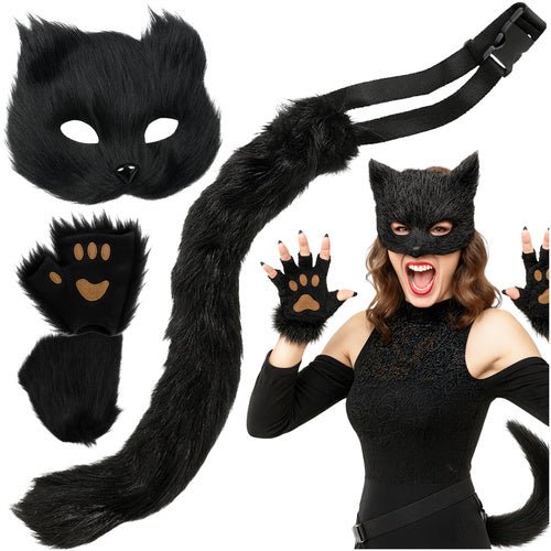 4 - teiliges Katzen - /Fuchskostüm, schwarz, Ruhhy 26248 - Easy2sell - Deluxe