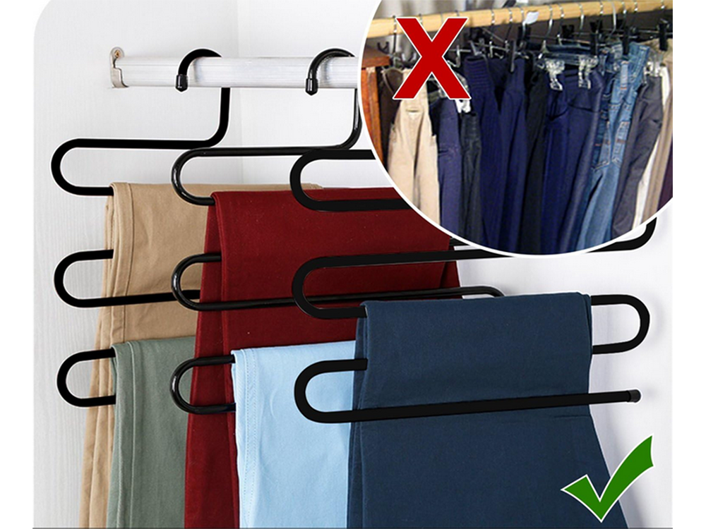 Hosenbügel Organizer für 5 Hosen Kleiderschrank platzsparend massiv 34 cm Bad