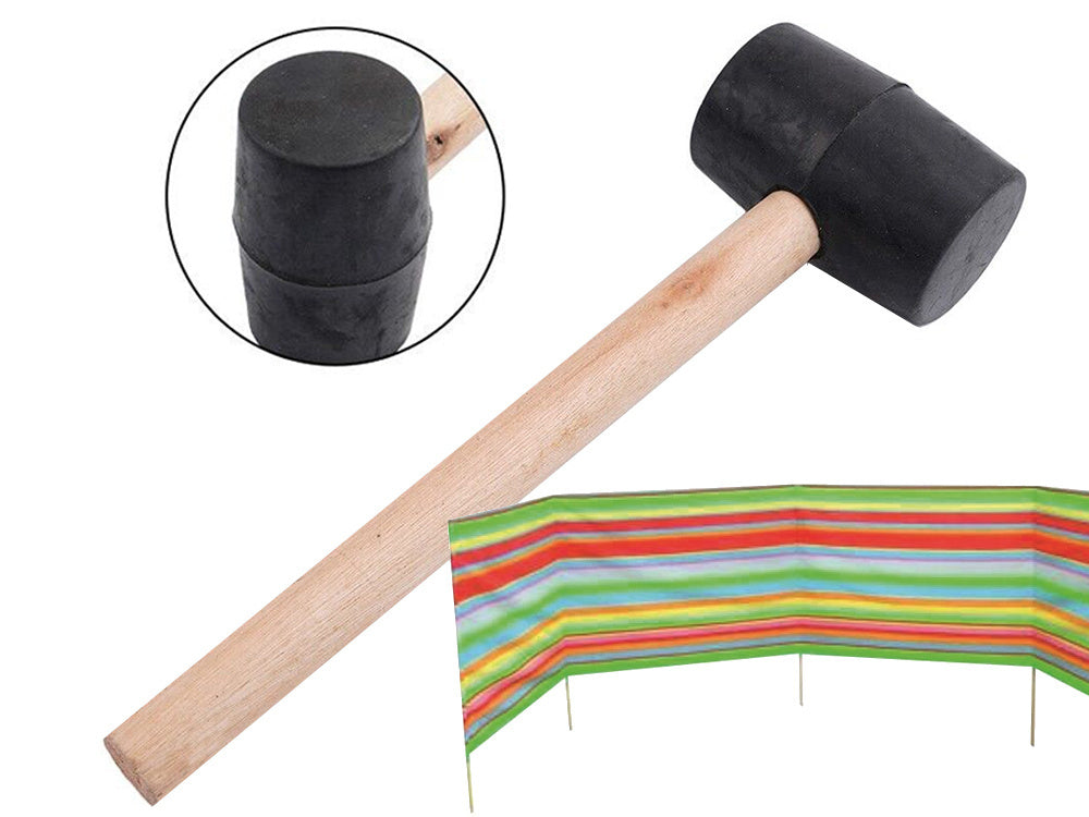 Gummihammer mit bequemem Holzgriff, 25 cm Gesamtlänge, 7 cm Hammerbreite