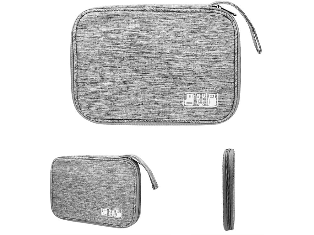 Kabel-Organizer Reise Aufbewahrungsbox für Ladegeräte Zubehör grau 24x17x3 cm