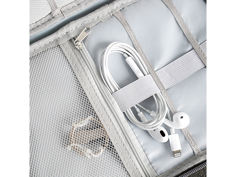 Kabel-Organizer Reise Aufbewahrungsbox für Ladegeräte Zubehör grau 24x17x3 cm