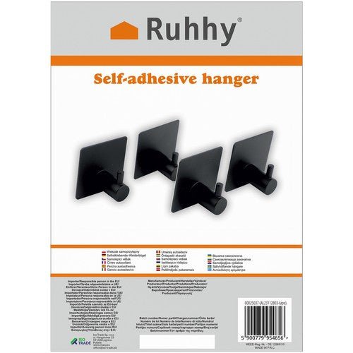 4er - Set Kleiderbügel feuchtigkeitsbeständig ohne Bohren mattschwarz - Easy2sell - Deluxe