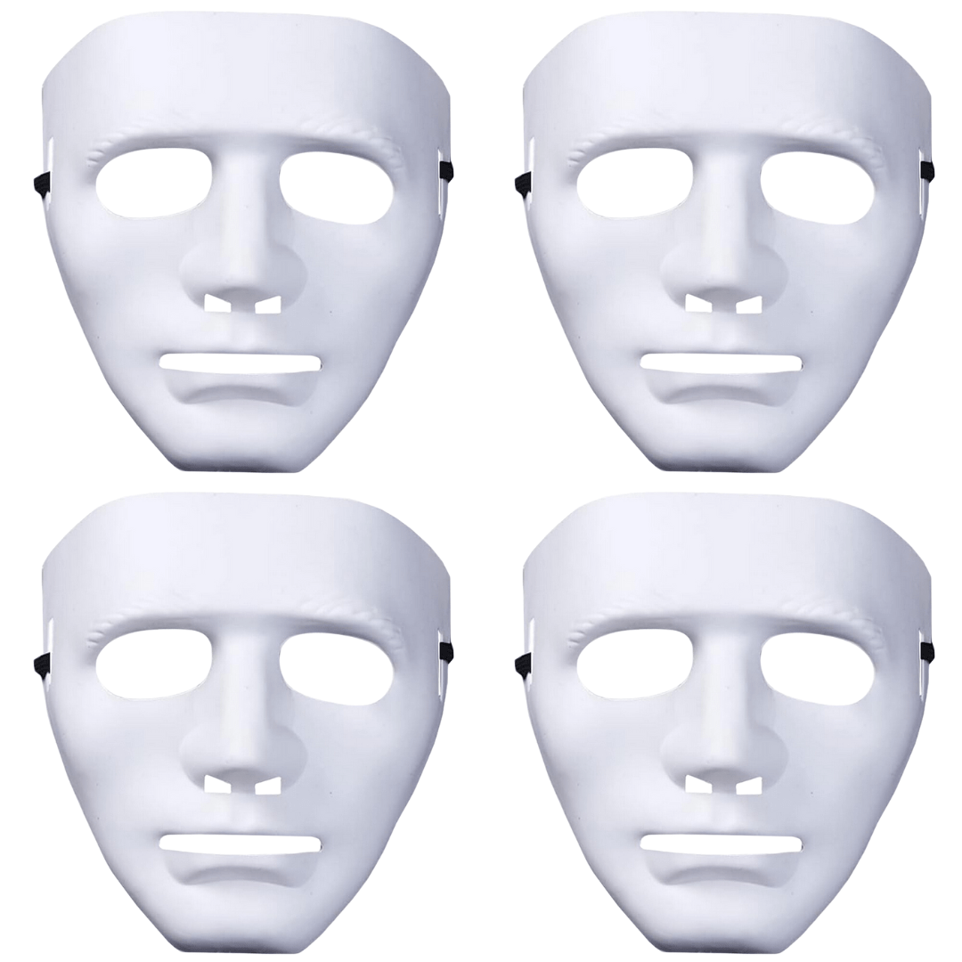 4x Halloween Maske in weiß - gruselige Theathermaske zum bemalen für Kostüm - Easy2sell - Deluxe