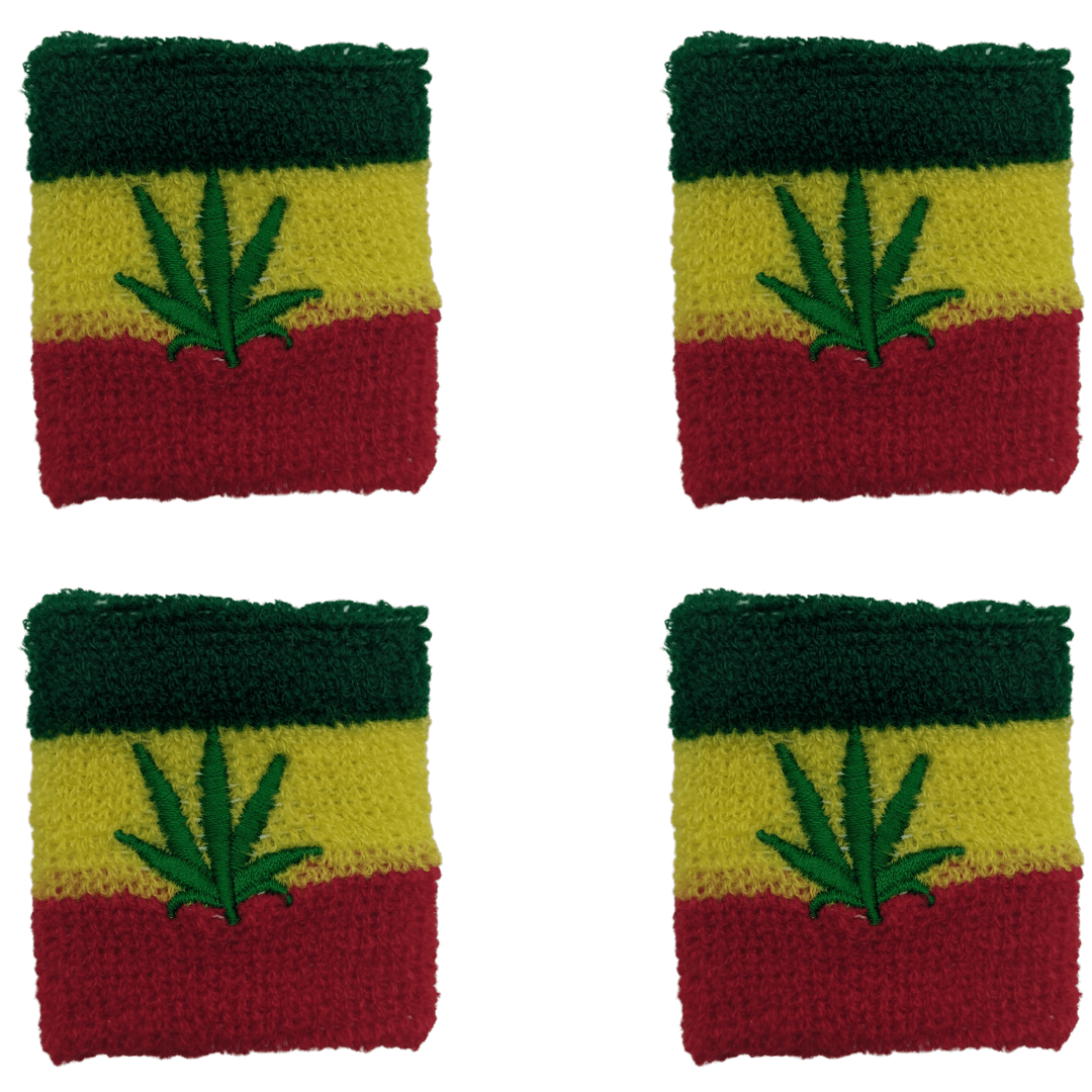 4x Schweißband Hippie Kostüm Schweiß Band für Festival Hippie Gras Reggae Hanf - Easy2sell - Deluxe