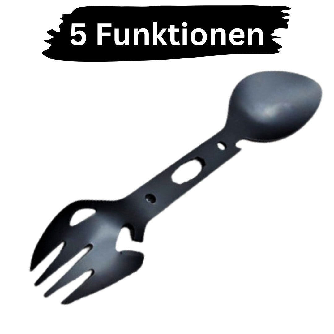5in1 Göffel Camping Feldbesteck Outdoor Survival Essbesteck Gabel & Löffel - Easy2sell - Deluxe