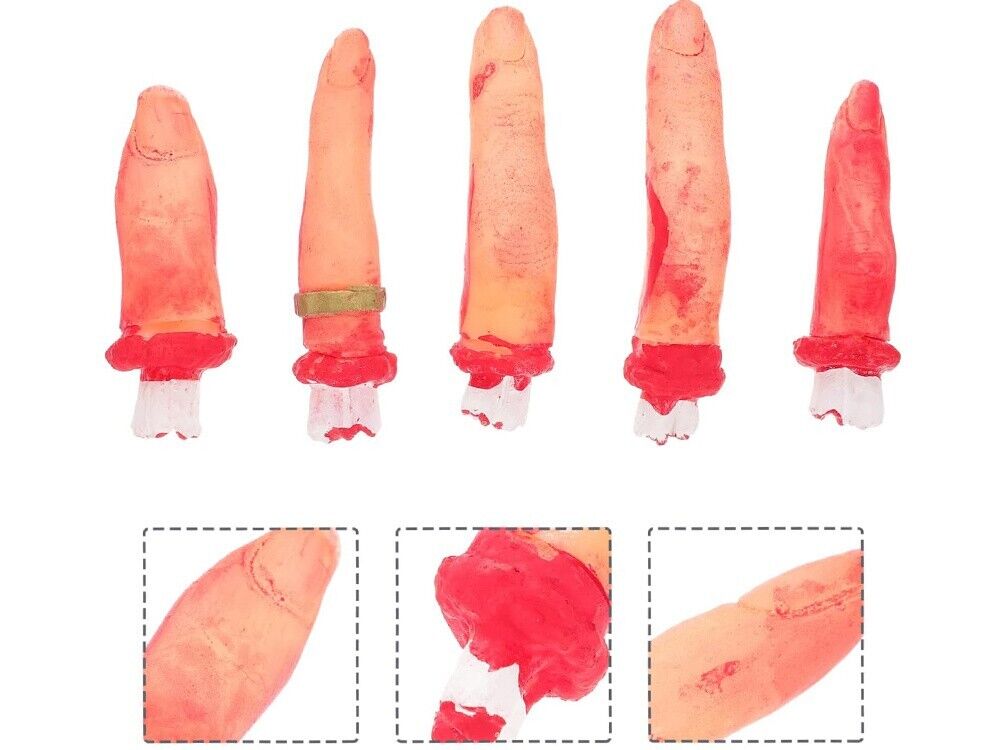 5x Genähte Finger HALLOWEEN Deko blutige Körperteile aus Gummi Grusel Dekoration - Easy2sell - Deluxe