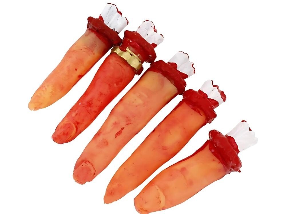5x Genähte Finger HALLOWEEN Deko blutige Körperteile aus Gummi Grusel Dekoration - Easy2sell - Deluxe