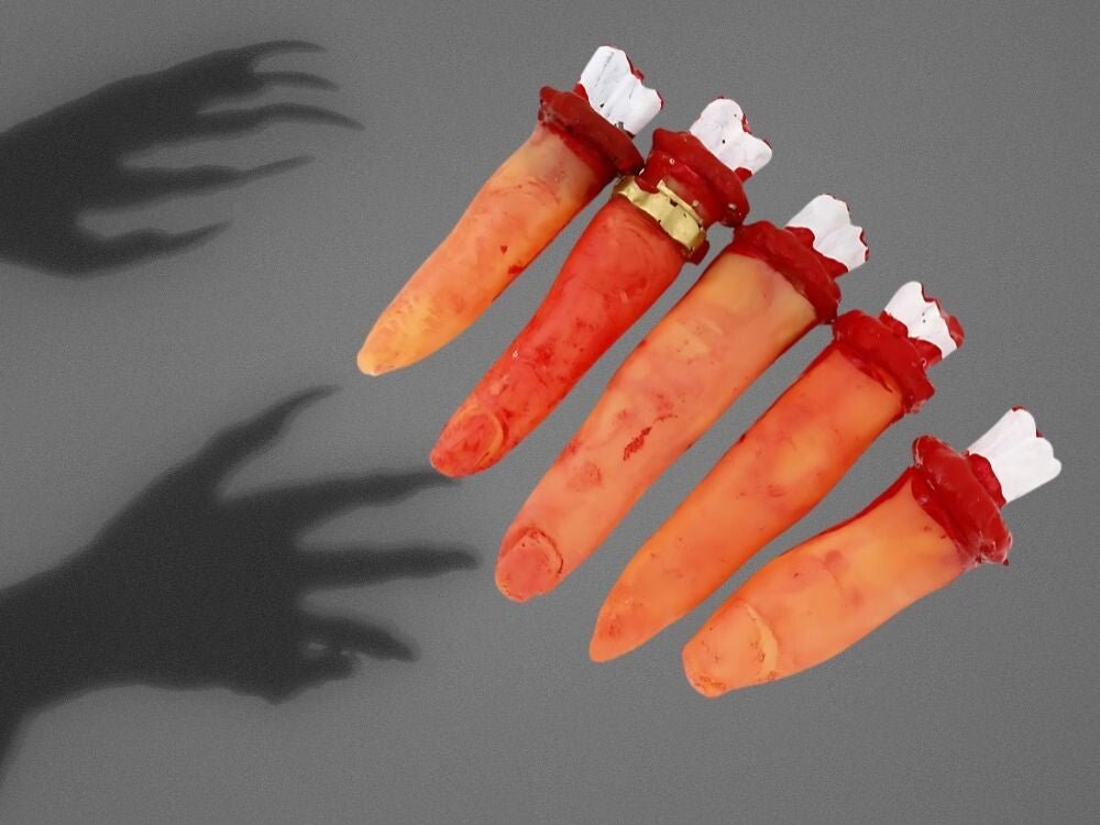 5x Genähte Finger HALLOWEEN Deko blutige Körperteile aus Gummi Grusel Dekoration - Easy2sell - Deluxe