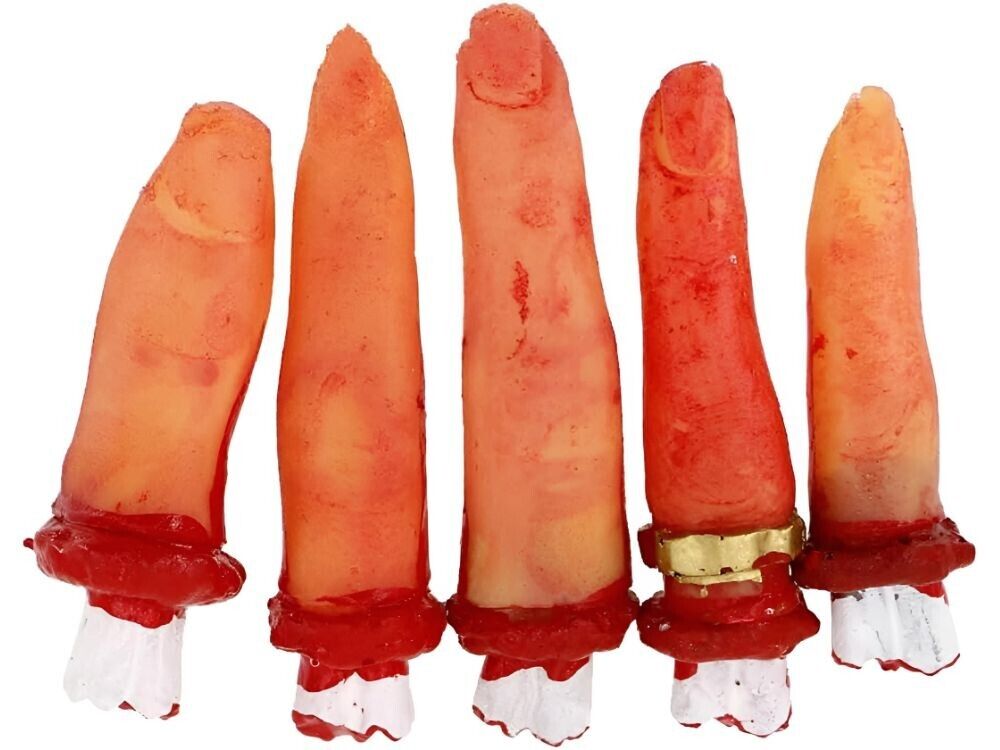 5x Genähte Finger HALLOWEEN Deko blutige Körperteile aus Gummi Grusel Dekoration - Easy2sell - Deluxe