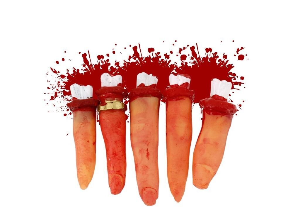 5x Genähte Finger HALLOWEEN Deko blutige Körperteile aus Gummi Grusel Dekoration - Easy2sell - Deluxe
