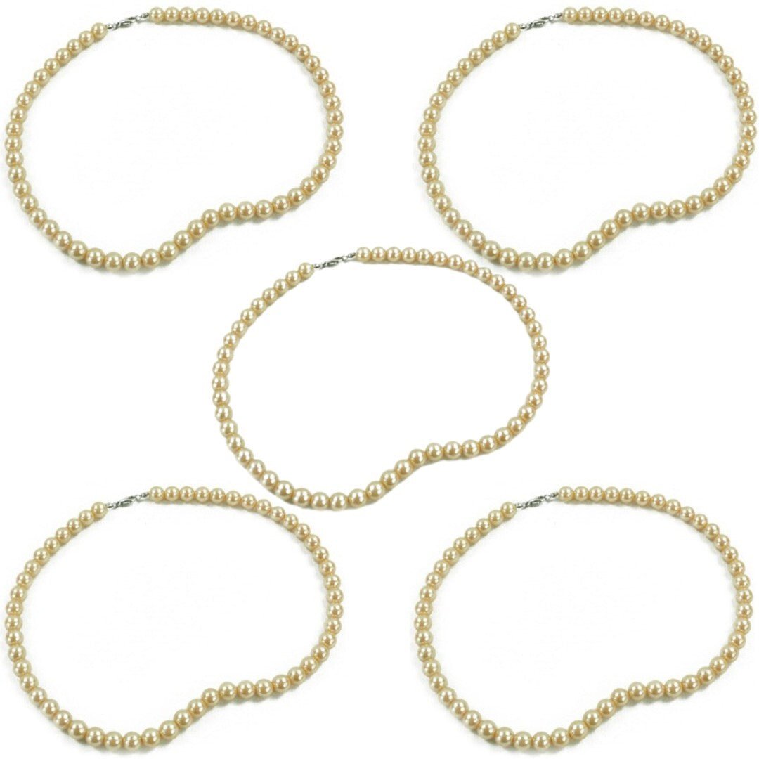 5x Halskette Perlenkette Theater & Karneval Verkleidung Schmuck in creme/ gold - Easy2sell - Deluxe