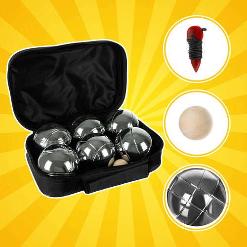 Boule 6 Kugel Set mit Zubehör für Outdoor-Aktivitäten Gravierte Motiven Hülle 23440