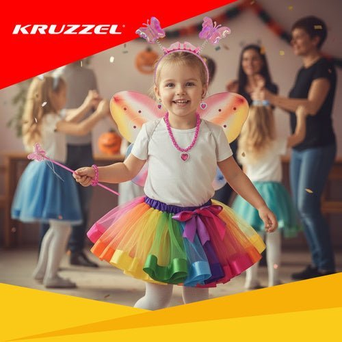6 - teiliges Schmetterlingskostüm für Kinder leicht anzuziehen, mehrfarbig - Easy2sell - Deluxe