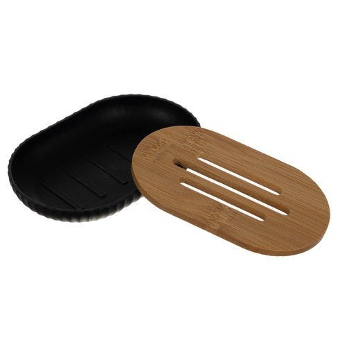 6 - tlg. Badezimmerzubehör - Set mit Bambus – modern schwarz - Easy2sell - Deluxe