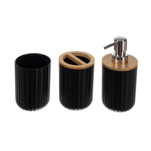 6 - tlg. Badezimmerzubehör - Set mit Bambus – modern schwarz - Easy2sell - Deluxe