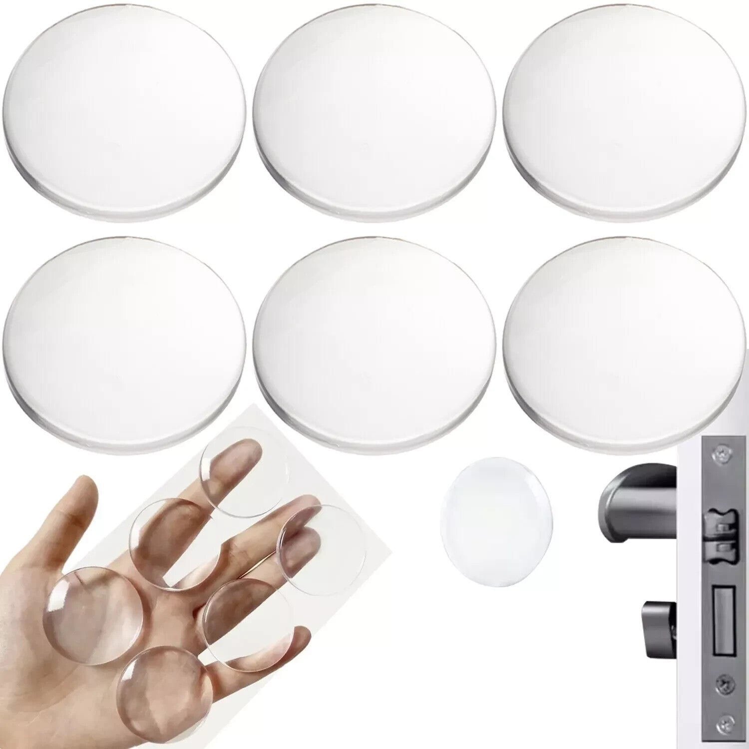 6x Türpuffer Türstopper selbstklebend Transparent Tür Wand Gummi Anschlag Puffer - Easy2sell - Deluxe