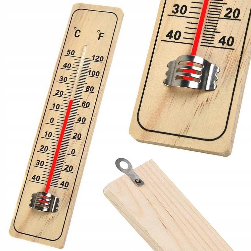 Holz Thermometer Außen Innen Außenthermometer Draußen analog Gartenthermometer