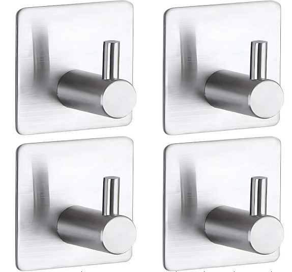 Haken selbstklebend aus Metall silber 4 Stück Wandhaken Klebehaken für Bad