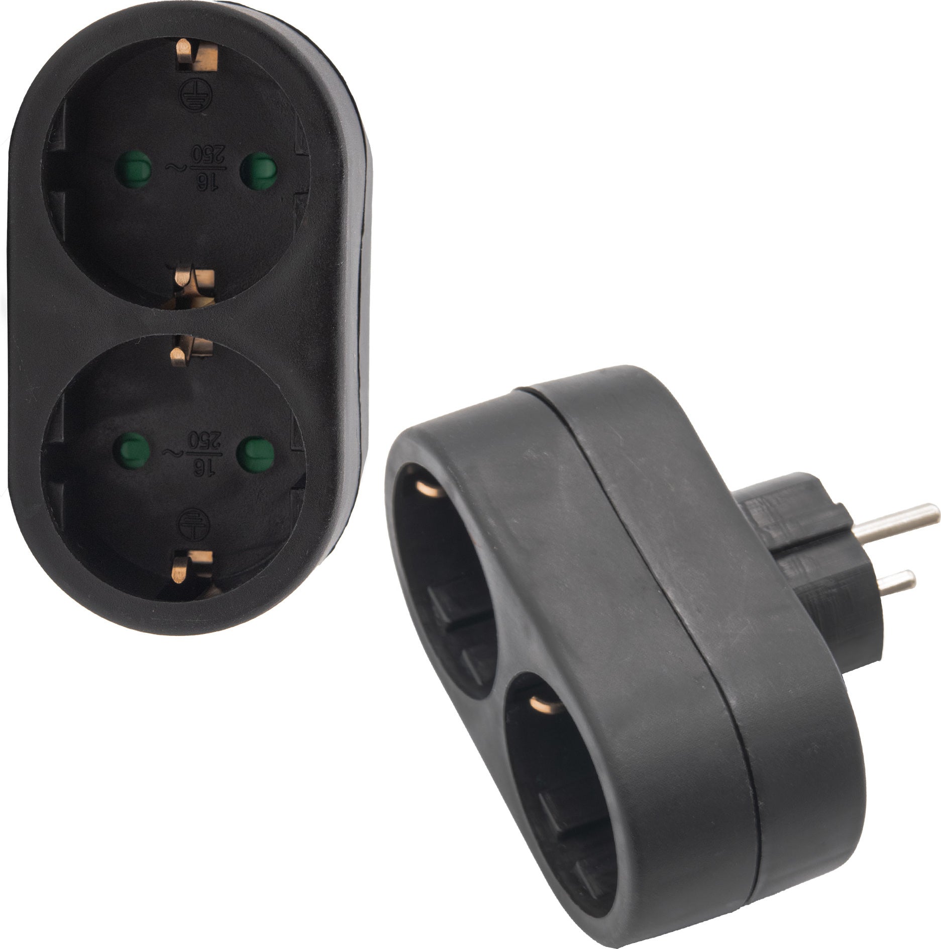 Doppelstecker Steckdosenleiste Mehrfachsteckdose Doppelsteckdose Schuko Schwarz Vertikal