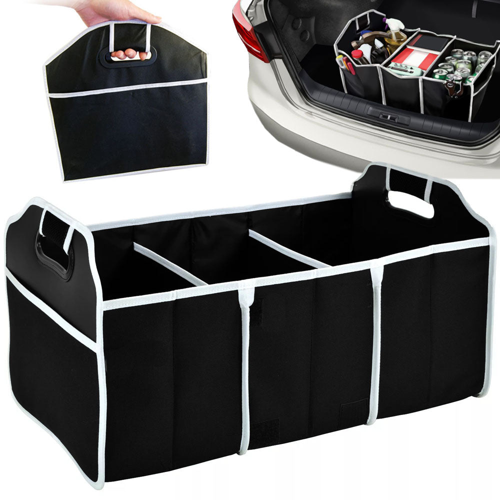 Auto Organizer Kofferraumtasche 3 Fächer 4 Taschen faltbar schwarz Polyester