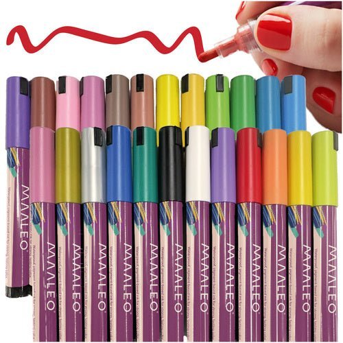 Acrylmarker Set 24 Farben Wasserfest – Marker für Stein Glas Holz 4mm - Easy2sell - Deluxe