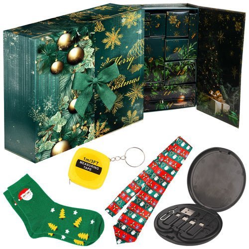 Adventskalender für Männer mit 24 Geschenken – Grün und Gold – 2025 - Easy2sell - Deluxe