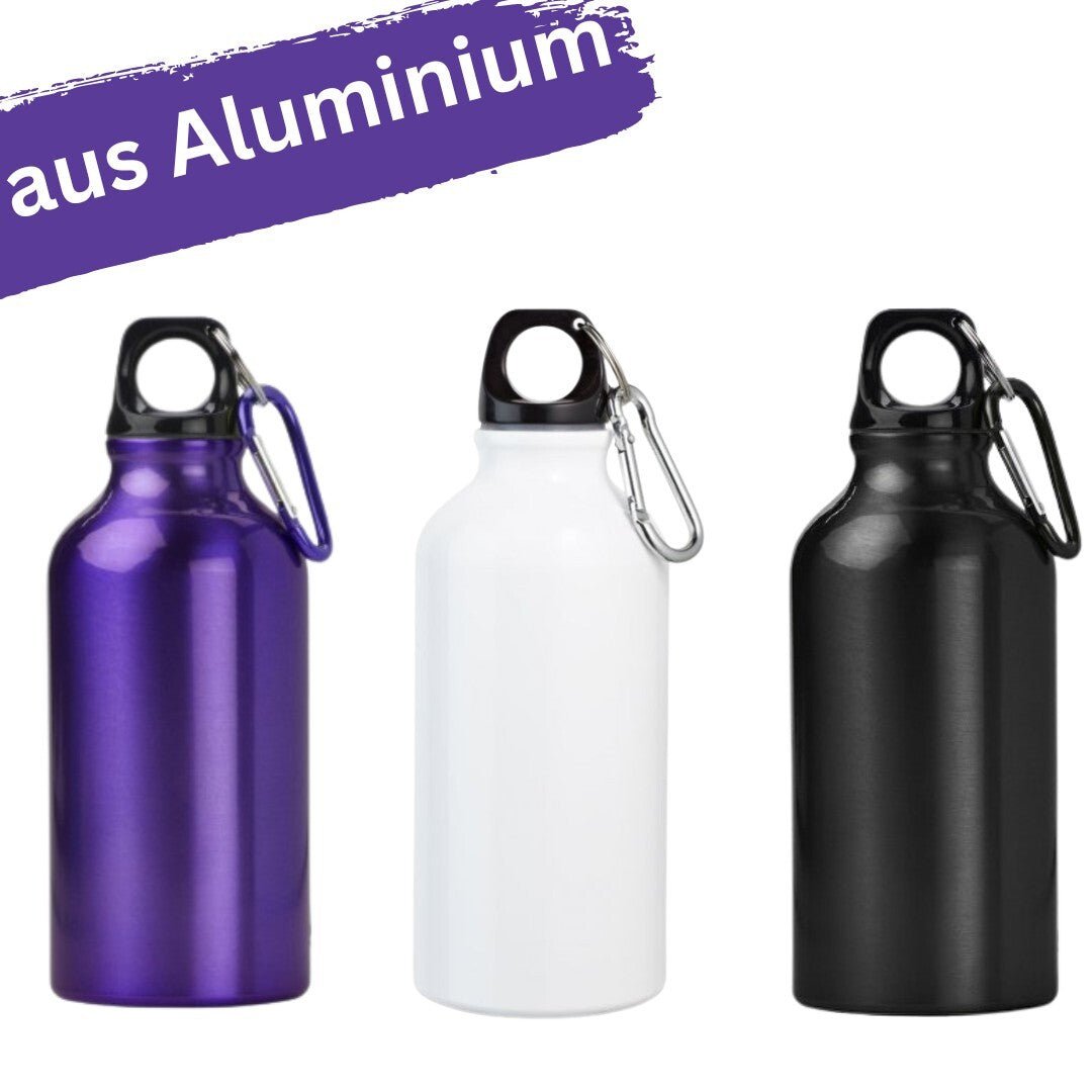 Aluminium Trinkflasche mit Karabiner Alu Wasserflasche Sportflasche Reisen 450ml - Easy2sell - Deluxe