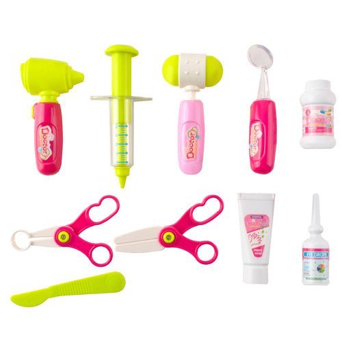 Arztkoffer Kinder Spielzeug mit Wagen – 18 - Teilig Arztset Rosa Blau - Easy2sell - Deluxe