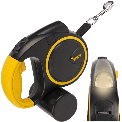 Automatische Hundeleine mit LED Taschenlampe 5m für 10 - 25kg Hunde Schwarz - Easy2sell - Deluxe