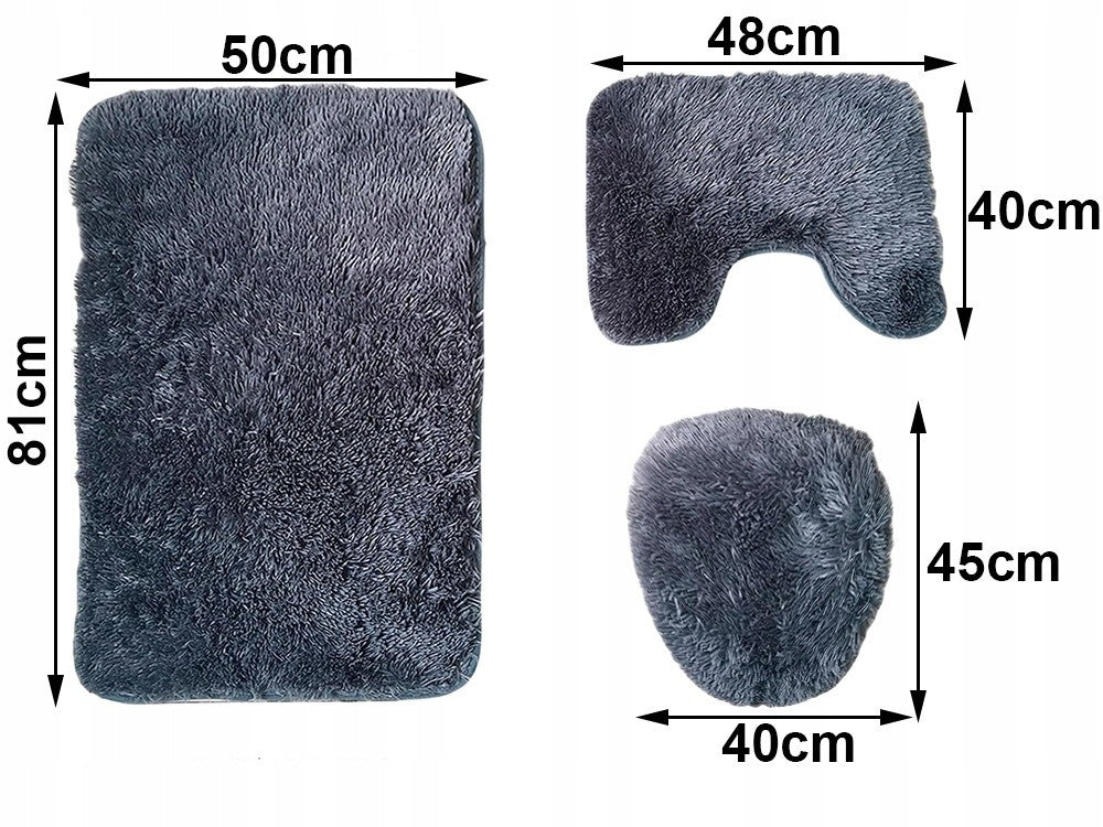 Badematte Set Badteppich Badezimmer Teppich Duschmatte WC Vorleger 3 - teilig - Easy2sell - Deluxe