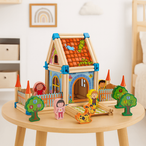Bausteine Haus 268 Teile – Kreatives Lernspielzeug aus Holz Mehrfarbig - Easy2sell - Deluxe