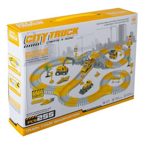 Baustellen Rennbahn Set mit Kran und Baufahrzeugen – 255 Teile Spielzeug - Easy2sell - Deluxe
