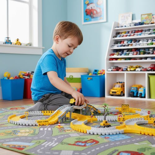 Baustellen Rennbahn Set mit Kran und Baufahrzeugen – 255 Teile Spielzeug - Easy2sell - Deluxe