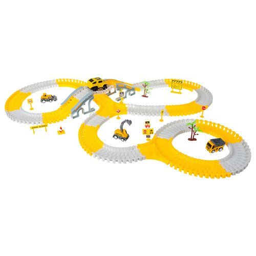 Baustellen Rennbahn Set mit Kran und Baufahrzeugen – 255 Teile Spielzeug - Easy2sell - Deluxe