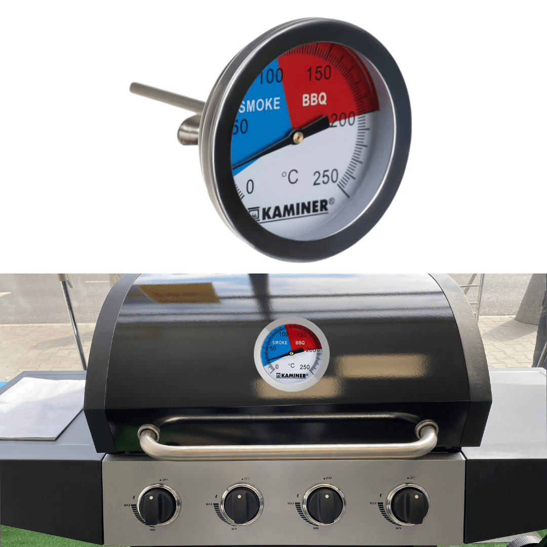 BBQ Grill Thermometer Edelstahl Analog Smoker Gasgrill Räucherofen Einbau Deckel - Easy2sell - Deluxe