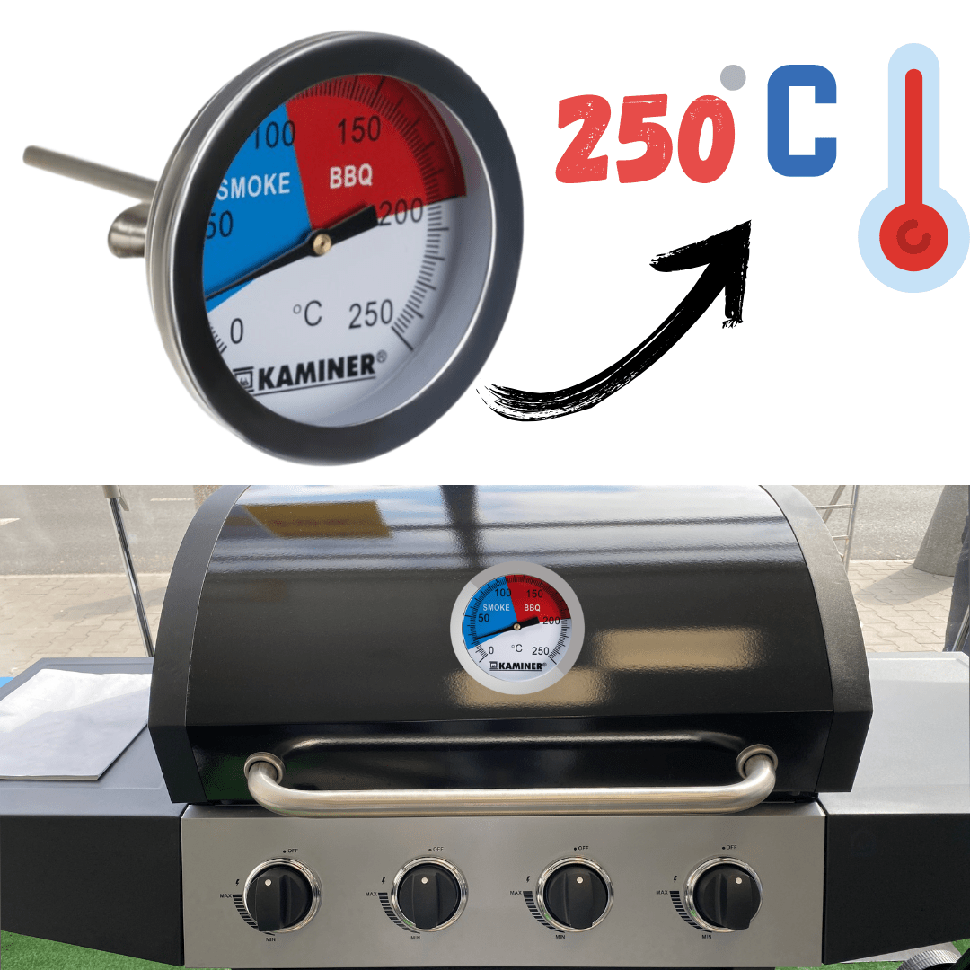 BBQ Grill Thermometer Edelstahl Analog Smoker Gasgrill Räucherofen Einbau Deckel - Easy2sell - Deluxe