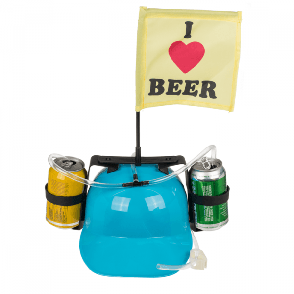 Bierhelm Trinkhelm Saufhelm für 2 Dosen Helm mit Schlauch Bier Dosenhalter Party - Easy2sell - Deluxe