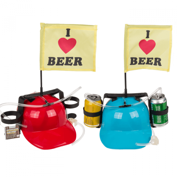 Bierhelm Trinkhelm Saufhelm für 2 Dosen Helm mit Schlauch Bier Dosenhalter Party - Easy2sell - Deluxe