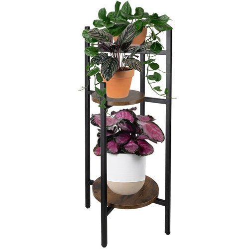 Blumenständer Metall 3 - stöckig – Pflanzenregal Loft - Stil Schwarz & Braun - Easy2sell - Deluxe