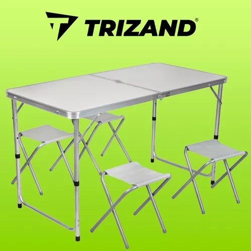 Camping - Set Klappbar: Höhenverstellbarer Tisch mit 4 Stühlen als Koffer - Easy2sell - Deluxe