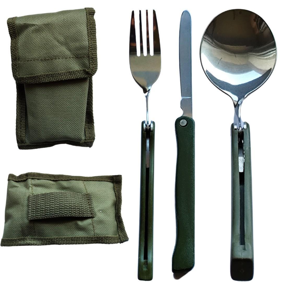 Campingbesteck Reisebesteck Outdoor Gabel Messer Löffel BW Feldbesteck Klappbar - Easy2sell - Deluxe