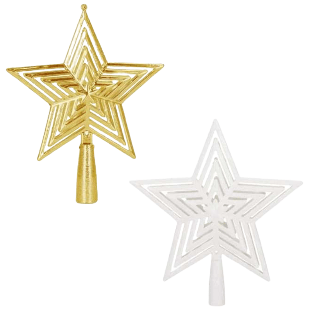 Christbaumspitze Stern Glitzer Kunststoff Weihnachtsbaumspitze in Gold & Silber - Easy2sell - Deluxe