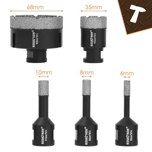Diamant - Lochsägen - Set M14 für Steinzeug und Keramik, 6 - teilig, 6 - 68 mm - Easy2sell - Deluxe
