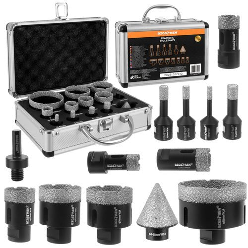 Diamant-Lochsägen Set M14 11-tlg 6-68 mm Steinzeug Fliesen Beton Keramik Granit