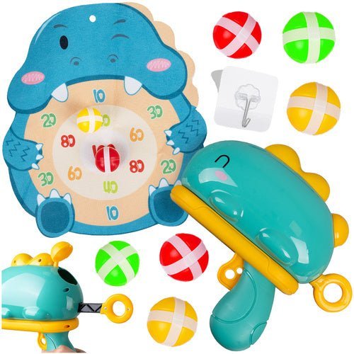 Dinosaurier Schießspiel mit Luftgewehr, Zielscheibe und 6 Bällen - Easy2sell - Deluxe