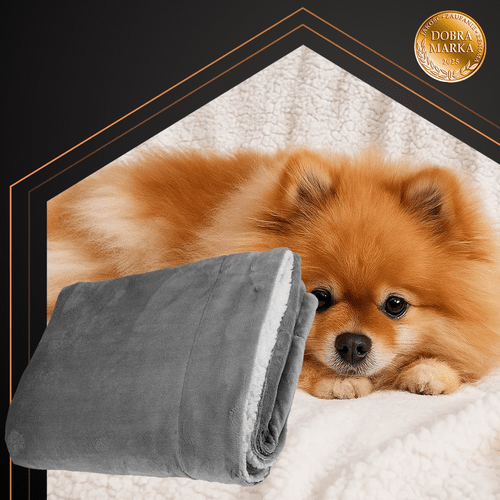 Doppelseitige Decke 150x200cm – Kuscheldecke Dunkelgrau in Lammfell - Optik - Easy2sell - Deluxe